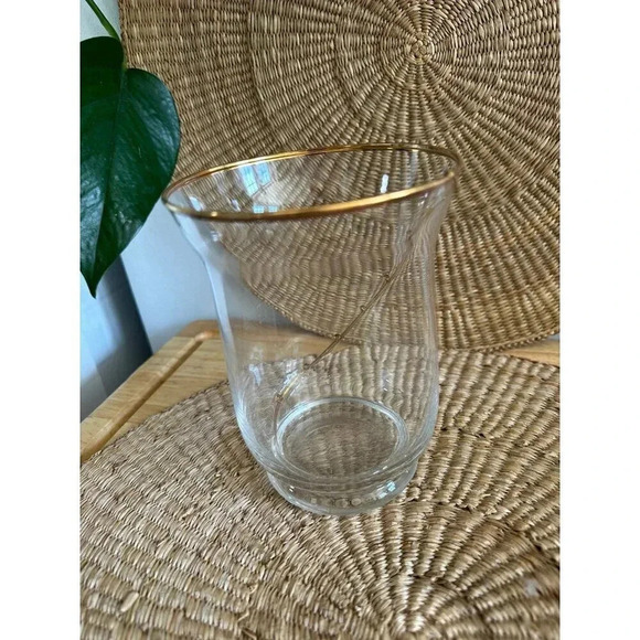 Pier 1 Swirline Blown Glass Gold Dot Swirl Vase - Picture 6 of 6